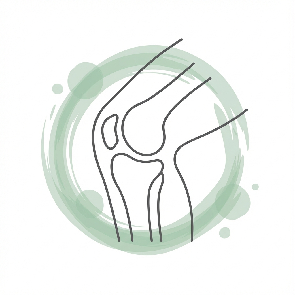 Minimalistische Illustration: Gelenk mit Symbolik für Beweglichkeit