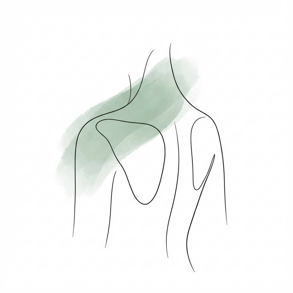 Minimalistische Illustration: Nacken und Schultern, entspannt dargestellt