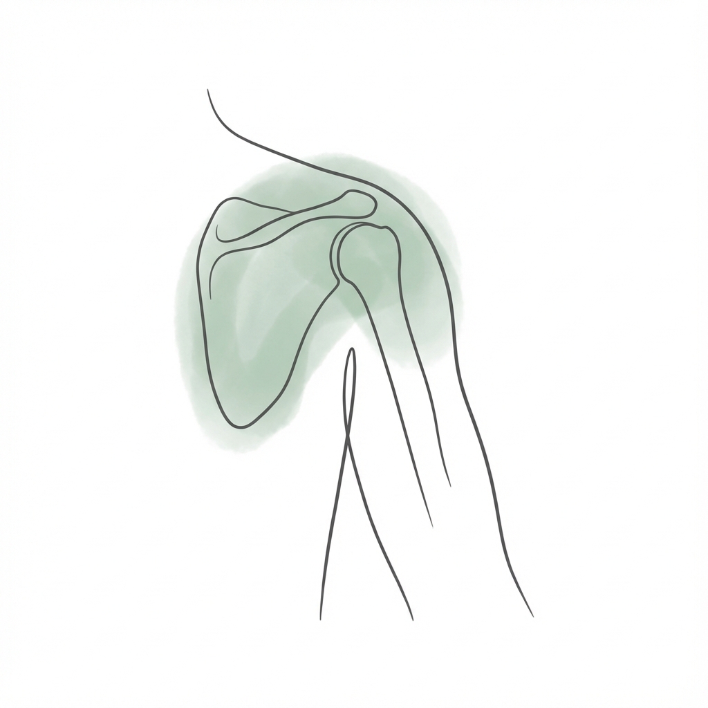 Minimalistische Illustration: Schultergelenk mit sanften Akzenten