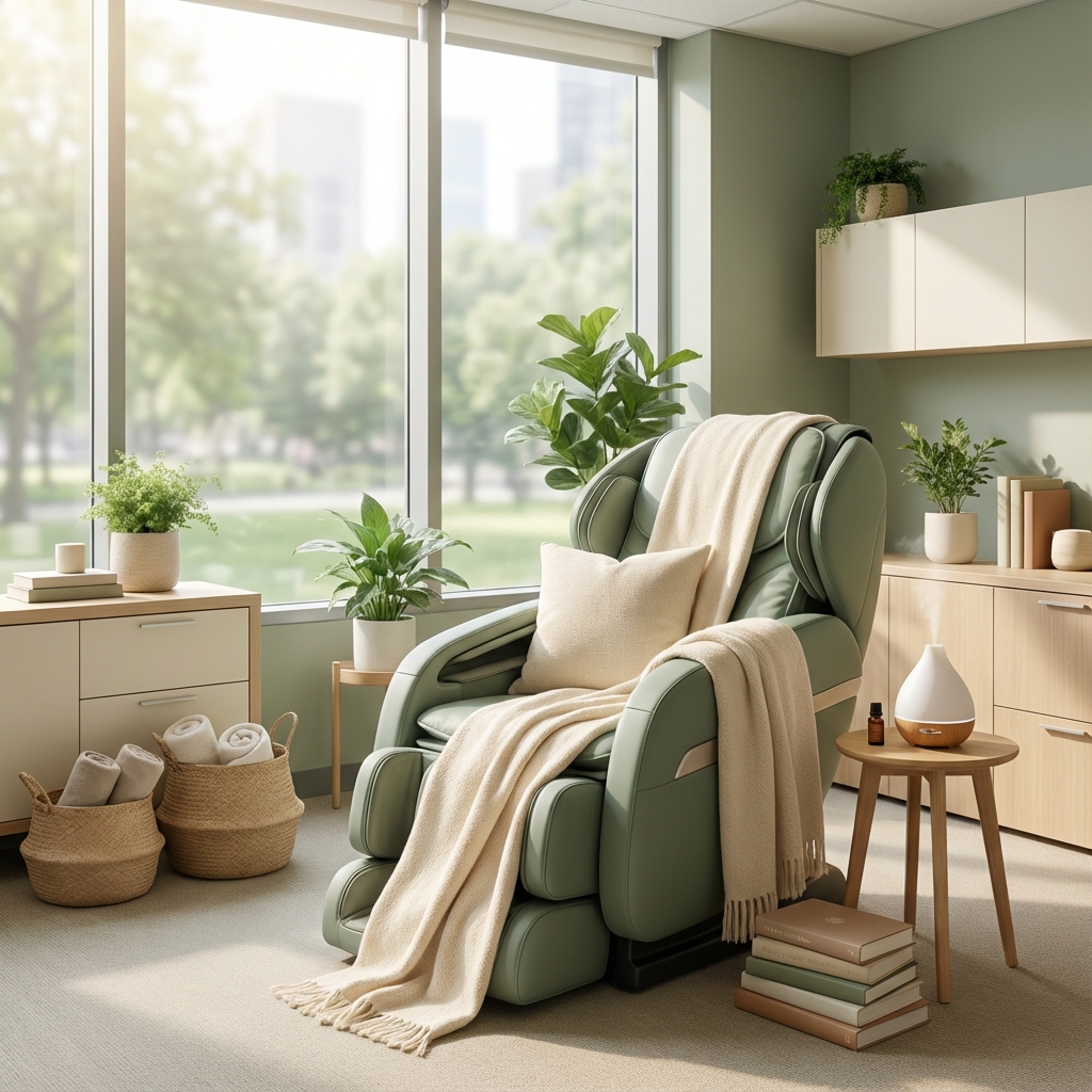 Mobile Massage am Arbeitsplatz zur Entspannung.