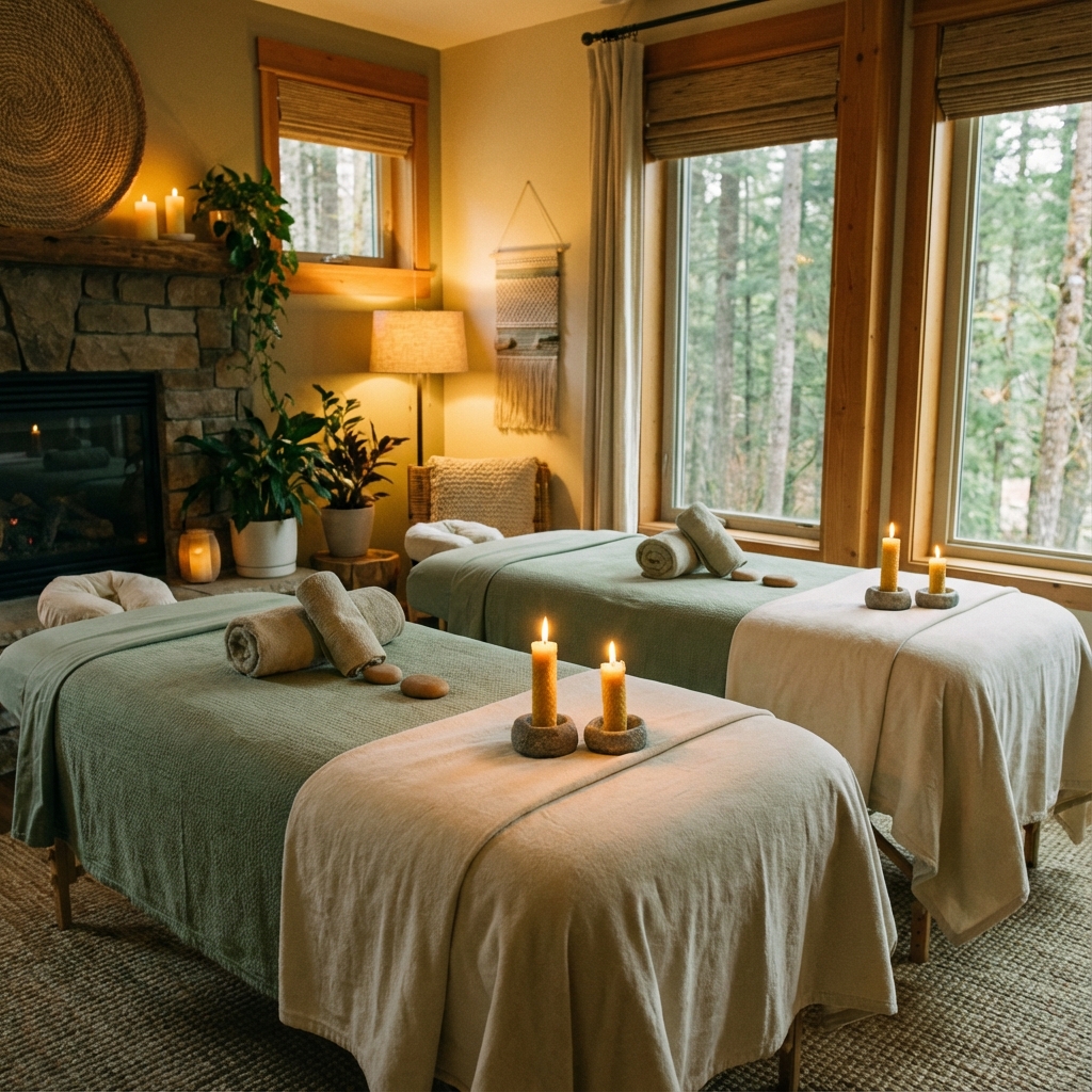 Entspannende Paarmassage in harmonischer Atmosphäre.